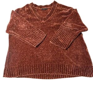 Zara Knit Oversized Polyester Chenille Sweater Size Medium Bronze